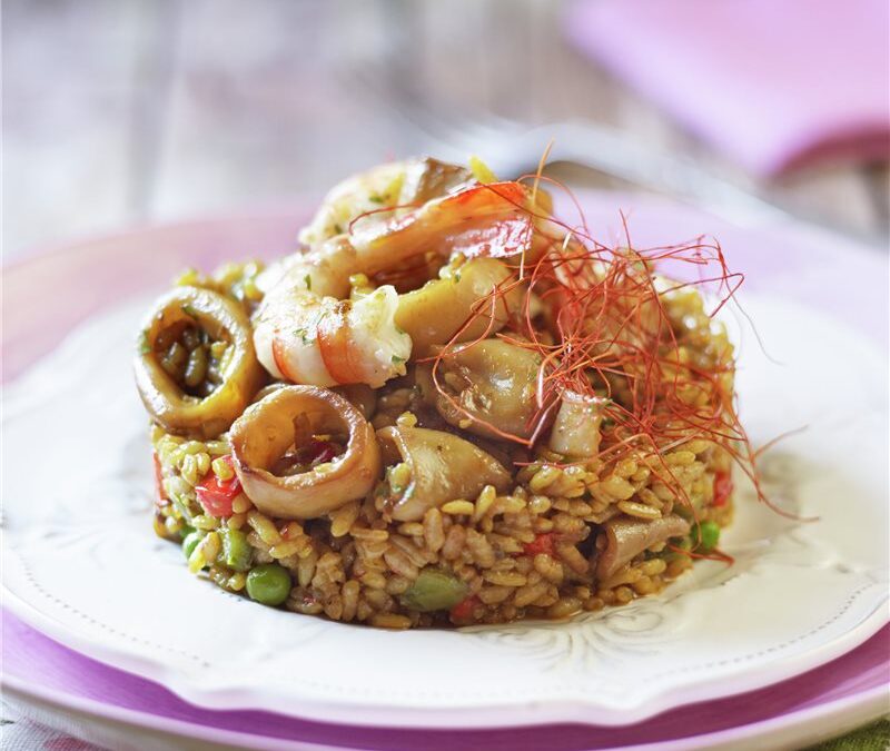 Receta de arroz con calamares y gambas